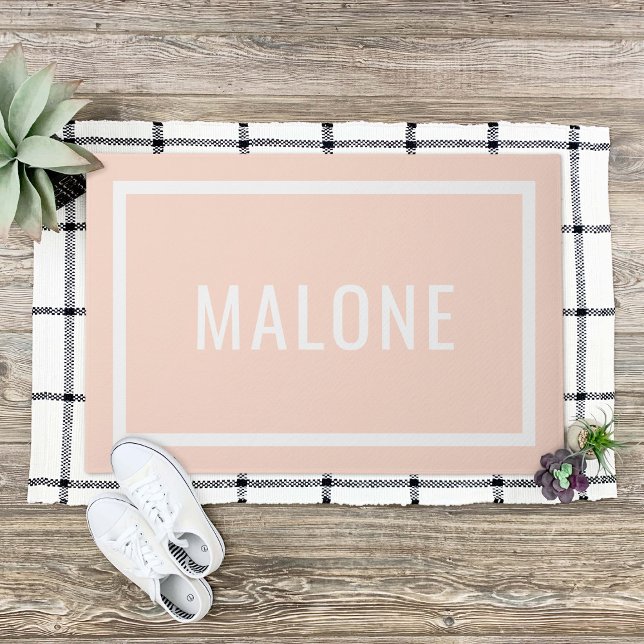 Blush Pink Personalised Family Name Doormat (Creator Uploaded)