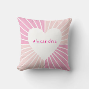 Blush pink personalised heart cushion