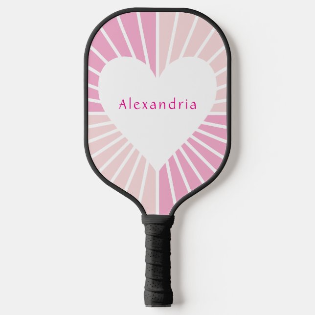 Blush pink personalised heart pickleball paddle (Front)