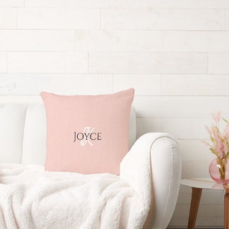 Blush Pink Personalised Name Monogram Cushion