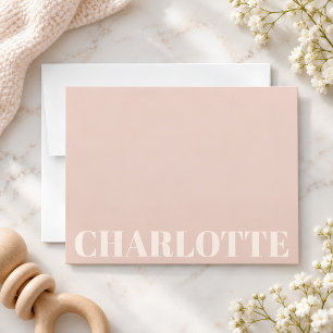 Blush Pink Personalised Name Preppy Minimalist Card