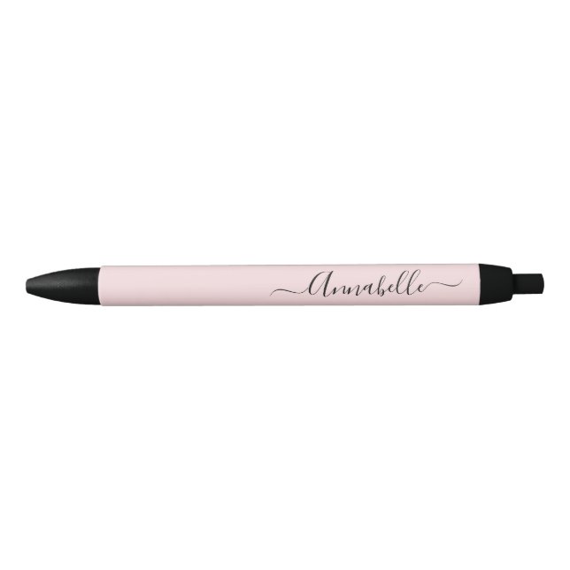 Blush Pink Personalised Name Script Black Ink Pen (Front)
