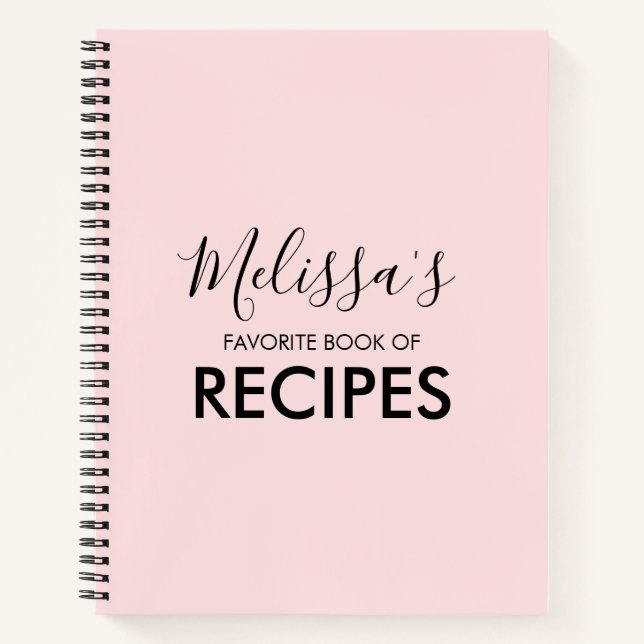 Blush Pink Personalised Recipe Book (Front)
