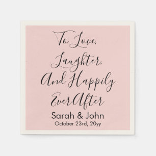 Blush Pink Personalised Script Wedding Reception  Napkin