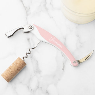 Blush Pink Personalised Wedding Groomsman Corkscrew