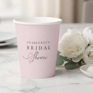 Blush Pink Personalized Bridal Shower  Paper Cups