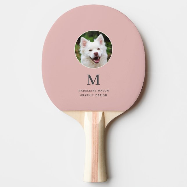 Blush Pink Pet Photo Personalised Ping Pong Paddle (Front)