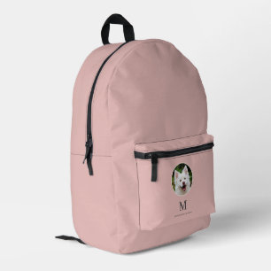Blush Pink Pet Photo Personalised Printed Backpack