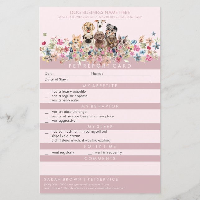 Blush Pink Pet Sitter Groomer Dogs (Front)