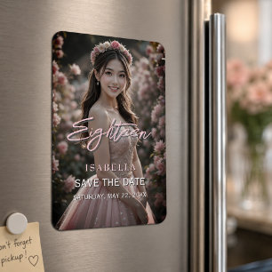 Blush Pink Photo 18th Birthday Save the Date Magnet