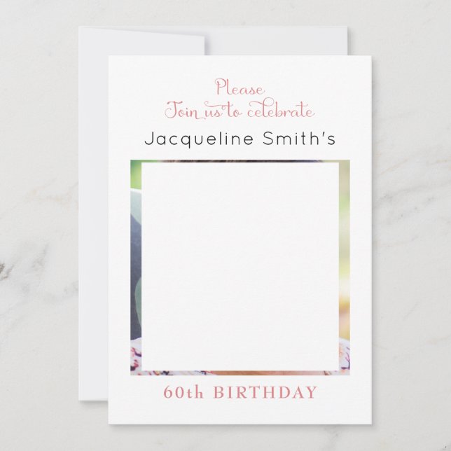 Blush Pink Photo Birthday Invitation (Front)