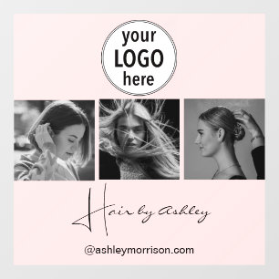 Blush Pink Photo Black Script Hair Stylist 