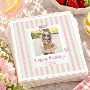 Blush Pink Photo Bow Birthday Party Chic Napkin