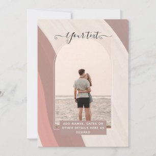 Blush Pink PHOTO Couple Dusty Rose Newlyweds Playi Invitation