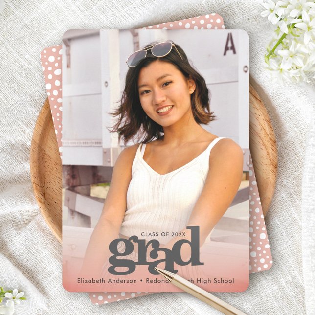 Blush pink photo graduation bold typography modern announcement (Creator Uploaded)