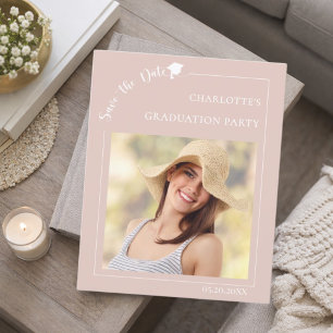 Blush Pink Photo Graduation Save the Date card