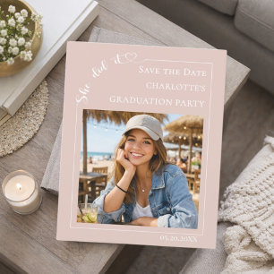 Blush Pink Photo Graduation Save the Date Flyer