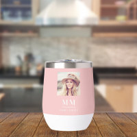 Blush pink photo monogram initials name