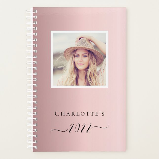 Blush pink photo monogram name 2022 planner (Front)