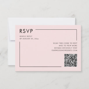 Blush Pink Photo QR Code Wedding RSVP Enclosure Card