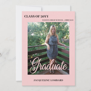 Blush Pink Photo Script Graduation Announcement