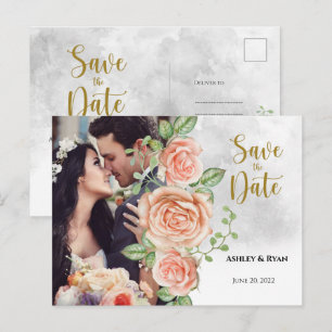 Blush Pink Photo Wedding Save the Date Announcemen Announcement Postcard
