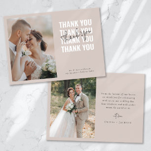 Blush Pink Photo Wedding Thank You Card