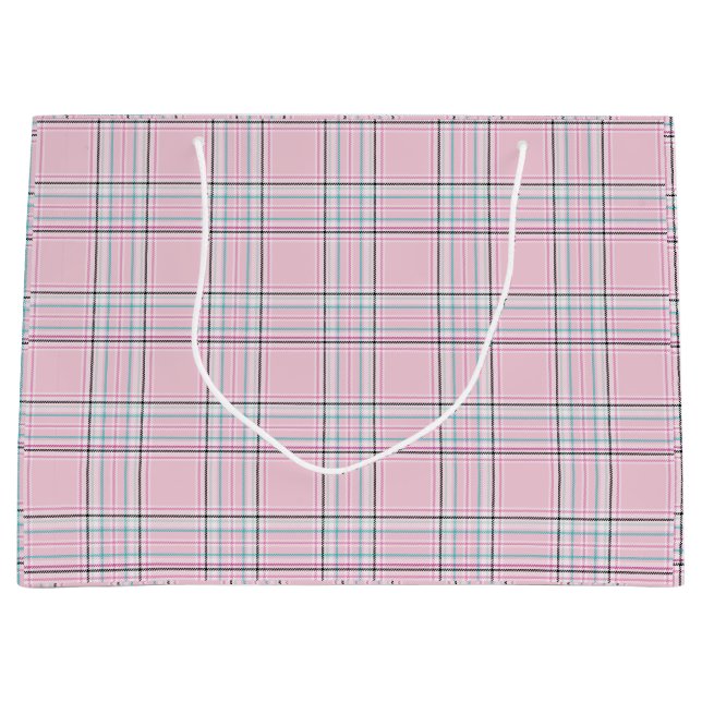 Blush Pink Plaid Large Gift Bag (Front)