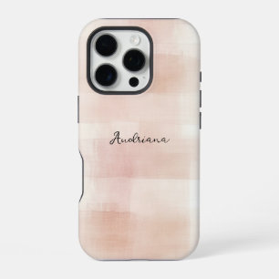 Blush Pink Plaid Stripes iPhone 16 Pro Case