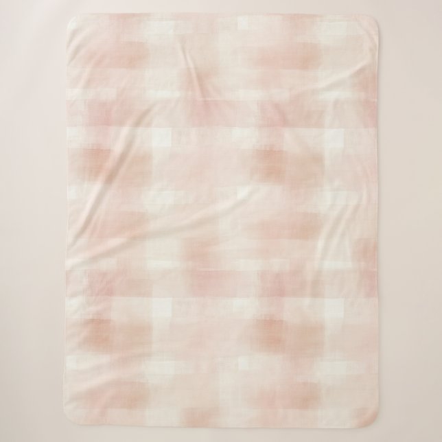 Blush Pink Plaid Stripes   Sherpa Blanket (Front)