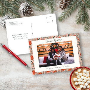 Blush Pink Poinsettia Christmas Photo Postcard