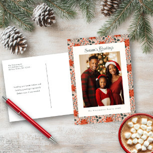Blush Pink Poinsettia Holiday Photo Postcard