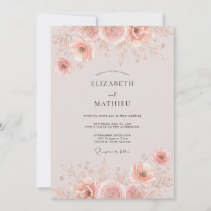 Blush Pink Polished Spring Wedding Invitation