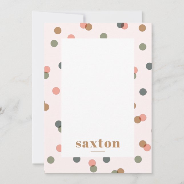 Blush Pink Polk a dot Confetti Personalised Name Card (Front)