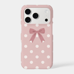Blush Pink Polka Dot Bow iphoe 17 pro case