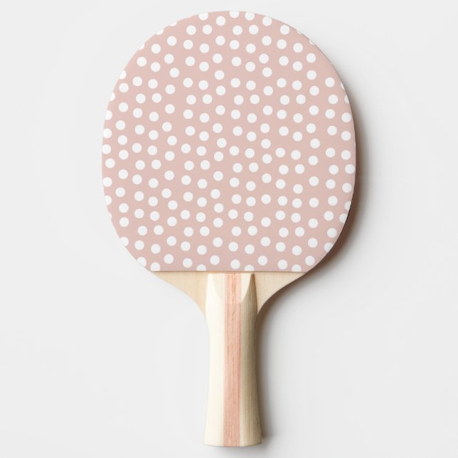 Blush pink polka dot ping pong paddle (Front)