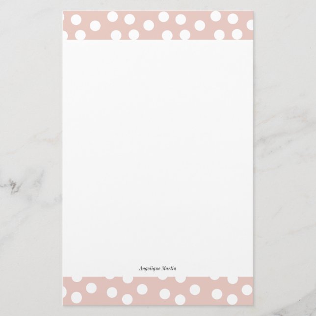 Blush pink polka dots stationery paper (Front)