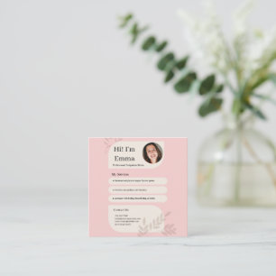 Blush Pink Postpartum Doula Professional Design Square Business Card