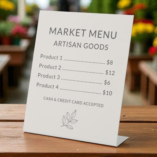 Blush Pink Price List Minimalist Small Business  Pedestal Sign (Creator Uploaded)