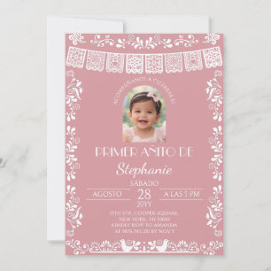 Blush Pink Primer Añito Girl Invitation with Photo