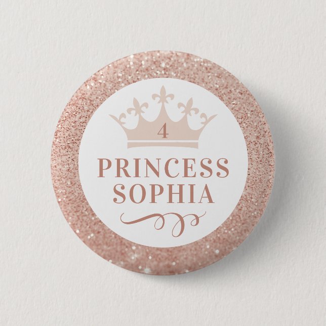 Blush Pink Princess Party Birthday Girl and Favour 6 Cm Round Badge (Front)