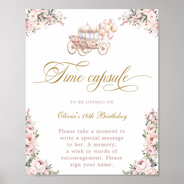 Blush Pink Princess Time Capsule Birthday Poster (Front)