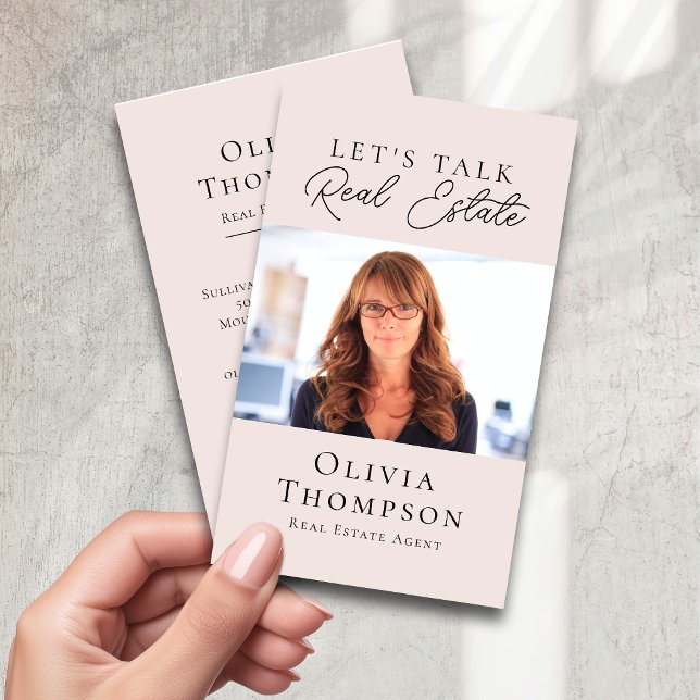 Blush Pink Professional Photo Real Estate Business Card (Creator Uploaded)