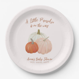 Blush Pink Pumpkin Baby Shower Paper Plate