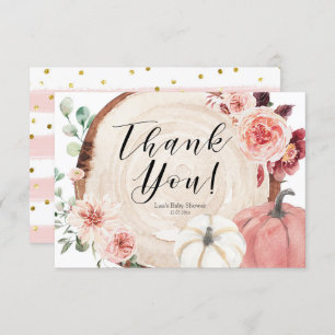 Blush Pink Pumpkin Baby Shower Thank You Card