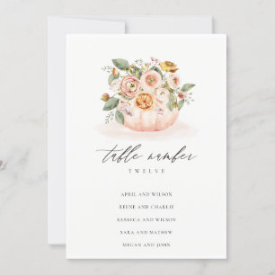 Blush Pink Pumpkin Floral Seating Chart Table Card