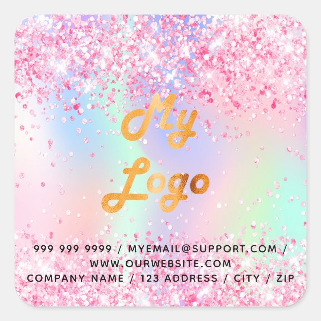 Blush pink purple business salon business logo square sticker (Front)