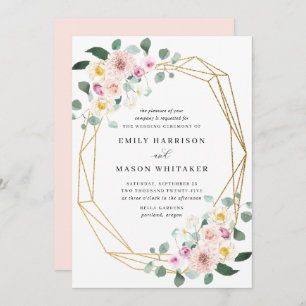 Blush Pink & Purple Floral Eucalyptus Wedding Invitation
