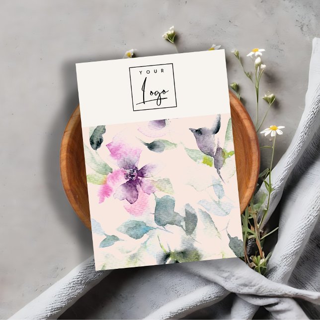 Blush Pink Purple Floral Logo Blank Jewellery Hold Business Card (Creator Uploaded)