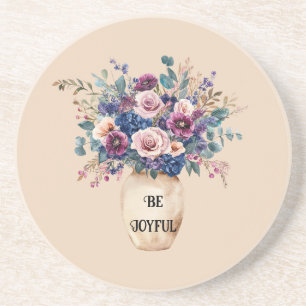 Blush Pink Purple Flowers Joyful Coaster